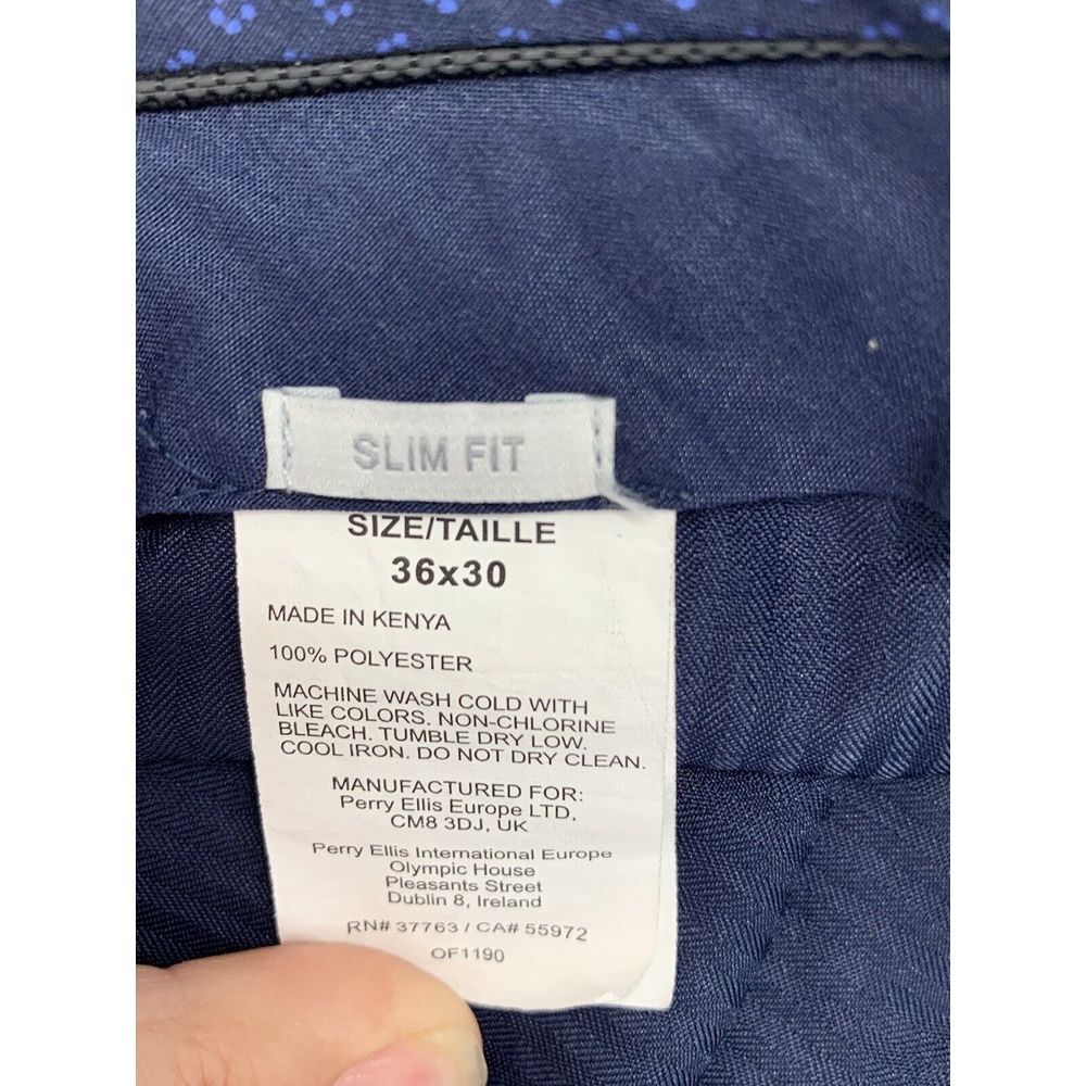 Perry Ellis Blue Slim Fit Flat Front Straight Leg Men's Pants‎ Size W36 L30 - Picture 5 of 7